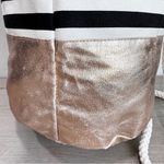 Victoria's Secret  Drawstring‎ Tote Bag Backpack Weekender NWT Black White Gold Photo 6