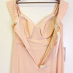 Azazie  Almendra Off the Shoulder Pleated‎ Chiffon Dress in Pearl Pink Size A16 Photo 6