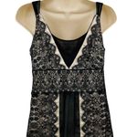 Ann Taylor Babydoll Whimsigoth Top Womens 2 Black Satin Lace Layered V-Neck Photo 1