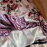 Three Pink Hearts Women   White floral Sleeveless Dress with pink, peach, blue Photo 6