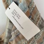 James Coviello NWTs Vintage Plaid Bow Front Pockets dress size 8 Tan Blue Green Photo 10