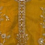 Embroidered Mustard Yellow Kurta with Mirror Accents size S Purple Photo 5