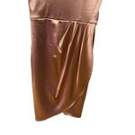 Lulus Rose Gold Metallic Bodycon Dress Small Faux Wrap Formal Y2K Glam Photo 4