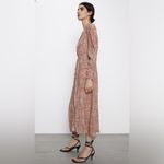 ZARA  Floral Printed Long Puff Ruched Sleeve Draped Midi‎ Dress Size Small Photo 10