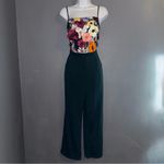 Retro Stage New w Tags Floral Green Holiday Christmas Jumpsuit Womens Small Photo 4