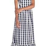 J.Crew Blue White Buffalo Gingham Check Midi Dress Size S Nautical Resort Rush Photo 0