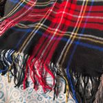 Geoffrey Beene CASHME RED PLAID FRINGE ITALIAN MADE SCARF 60”x13” Photo 1