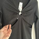 Topshop NEW  Black Bodysuit Cutout Front Ring Long Sleeve Goth Fall Mod 70s Photo 2