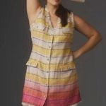 Anthropologie  Maeve | Yellow and Pink Button Up Tweed Shift Dress Size 14 Photo 0