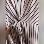 Sandro  paige striped dress long sleeve vneck mini bordeaux Photo 8