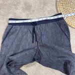 Athleta Bali 100% Linen Pants Tapered Leg Pull On Striped Navy Blue Size 4 Photo 10