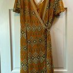 Mystree  Mustard Aztec Print Surplice Wrap Dress - Size Small Photo 0