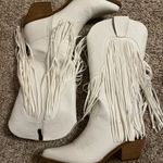 Beast Fashion White Fringe Heeled Boots Photo 2