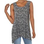 Alfani New Dot Print V-Neck Shark Bite Hem Tunic Tank Top Black White Photo 0