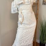 Chi Chi London Ruffled Off Shoulder Crochet Porsha White Maxi Dress 6 NWT Photo 0