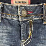 MEK Jodhpur Bermuda Size 27 Stretch Dark Wash Denim Whiskered Faded Shorts Blue Photo 4