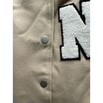 RSQ  Varsity Lettermen Jacket Women Size Small Beige-Taupe With Ivory Photo 5