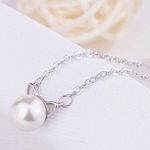 Elegant Silver Pearl Cat Ear Necklace Photo 3