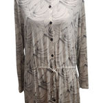 J.Jill  Wearever Collection‎ L Cream Black Print Stretch Knit Dress Photo 0