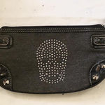Black Grey Silver rhinestone skull goth grunge punk clutch wallet wristlet bag coin purse Photo 0