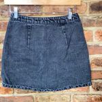 Refuge  Black Wash Denim Zipper Zip-Front Mini Jean Skirt Women's Size Small Photo 2
