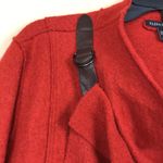 Eileen Fisher Women’s Wool Wrap Front Leather Trim Shoulder Buckle Sweater Photo 2