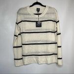 Bobeau Sweater Womens Cream Black Striped Knit Long Sleeve Pullover Size M Photo 1