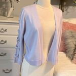 Cable & Gauge Cable & Gage Lavender Sweater Lightweight Purple Cardigan Bow Lattice Sleeve L Photo 3