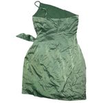 Lulus  sage green shiny mini dress cinch tied adjustable waist women’s small Photo 1