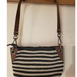 The Sak  Indio Purse Crochet Blue Cream Leather Strap Photo 8