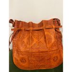 American Vintage Vintage Tooled Leather Saddle Shoulder Tan Sling bag Large Photo 7