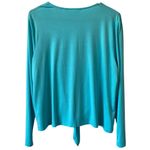 BELLE BY KIM GRAVEL NWOT Rayon Spandex Shrug Size Small Cabana Blue Tie Front Photo 1