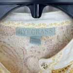 Rye Grass Boho Linen Blend Top Western Paisley Print Beige Mustard Yellow Size S Photo 8