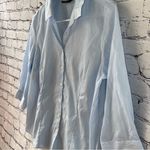 Eddie Bauer  Women’s Blue Striped Collared Button Down Shirt Photo 3