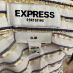 EXPRESS  The Portofino Shirt Gold White‎ Blue Striped Women's Sz Slim Small Photo 7