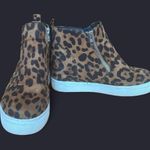 Y2K Cheetah Print Wedged Platform Sneakers with zipper detail Brown Size 8.5 Photo 1