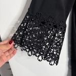 Ann Taylor  Black 3/4 Sleeve Top With Crochet Bell Cuff Sleeve Side Slit XL Photo 5