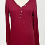Lady Foot Locker Women's Henley Long Sleeve Pullover Shirt‎ Burgundy Red Size XL Red Photo 0