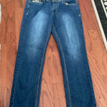 Moto Blues Embellished Jeans Size 14 Dark Wash Denim Studded Pockets Y2K Blue Photo 0