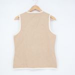 Miss Love Beaded Button Knit Vest Tank Top Size L Beige Cream Trim Sleeveless Photo 4