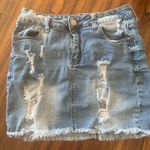 Wax Jean  Denim Stretch Distressed Skirt M Photo 0
