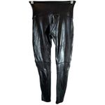 Spanx  Black Faux Leather Moto Leggings Size Large Biker Photo 5