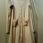 KyeMi  women’s cream colored Lightweight Midi cardigan size large w/pockets Photo 0