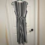 Ny Collection Jumpsuit Size Small Black White Stripes Wide Leg Cropped Photo 8