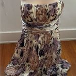 BCBG Maxazria 100% silk floral strapless fit & flare mini dress, size 4 party Photo 0