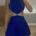 La Femme Rhinestone-Trimmed Sapphire Blue Dress Photo 0
