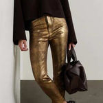 frame denim FRAME Le High Straight Metallic Cropped Jeans Size 25 Photo 0