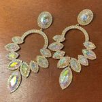 New! Rain Drop Rhinestone Luxury Exaggerated Gem Earrings for Women Silver Photo 2