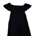 Amour Vert  Black Off Shoulder Flare Leg Ribbed Capsule Jumpsuit Women's Medium Photo 2