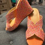 Marc Fisher Pink and Orange Woven Espadrille Wedge Photo 2